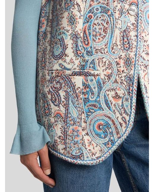 Etro White Jacquard Waistcoat With Floral Paisley Motif