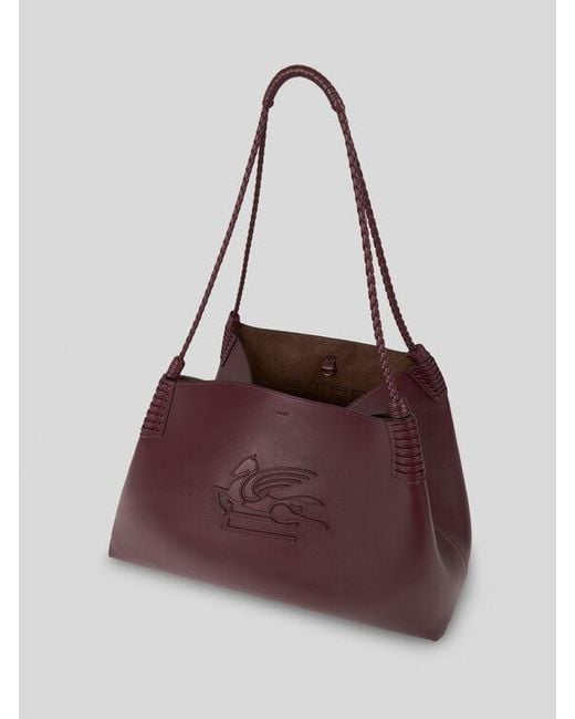 Etro Purple Shoppingtasche Libra Mittelgross Aus Leder, Damen