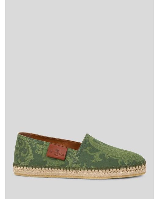 Etro Green Canvas Espadrilles With Paisley Motif for men