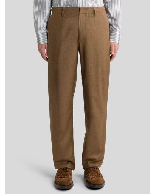 Etro Natural Plain-Coloured Wool Flannel Trousers for men