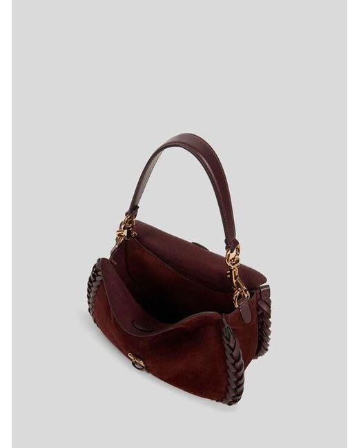 Etro Purple Medium Suede Pony Bag With Threading