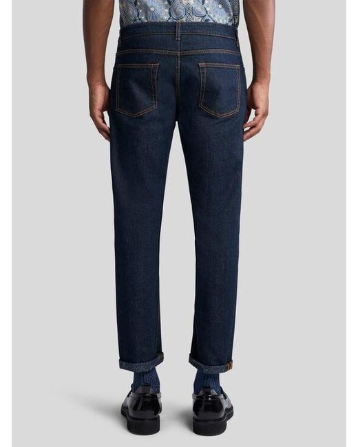 Etro Blue Five-Pocket Jeans for men