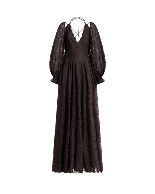 Etro Black Long Lace Dress With Paisley Motif