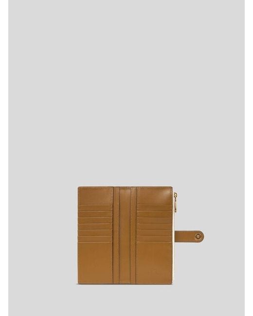 Etro White Leather Wallet With Pegaso Button