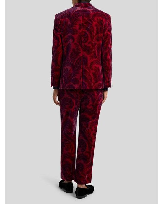 Etro Red Velvet Blazer With Print for men