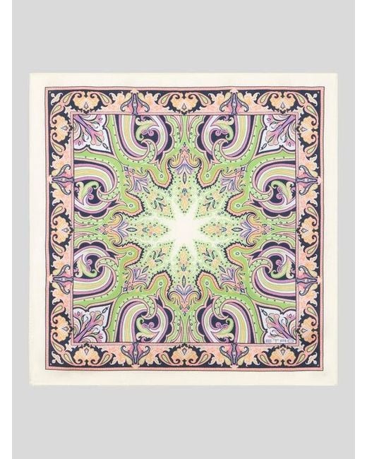 Etro Multicolor Patterned Silk Pocket Square for men