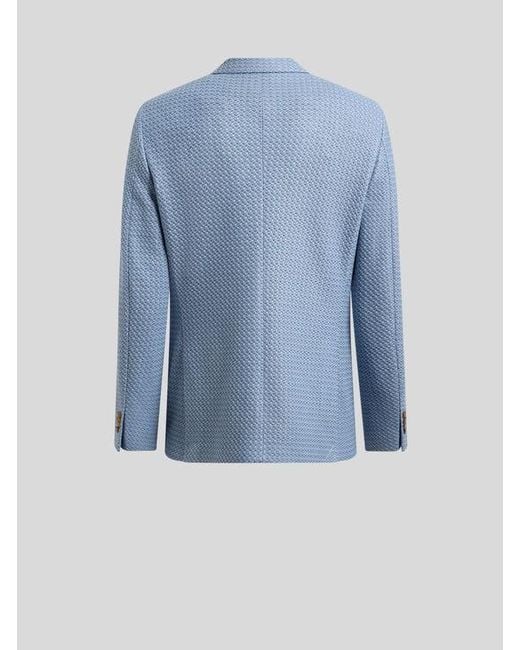 Etro Blue Cotton Jersey Blazer for men