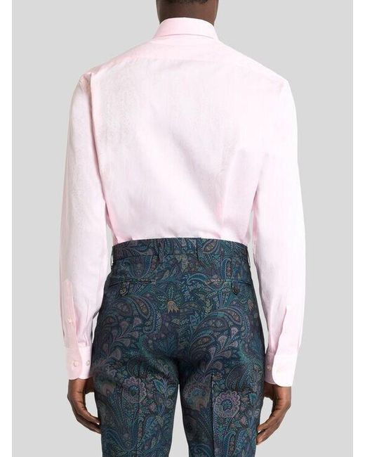 Etro Pink Cotton Jacquard Shirt for men