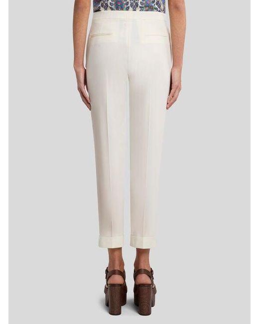 Pantalon Cropped En Coton Stretch, Femme, Taille Etro en coloris White