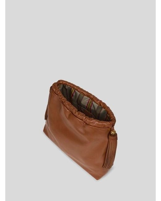 Etro Brown Large Leather Kalispera Bag With Tassels