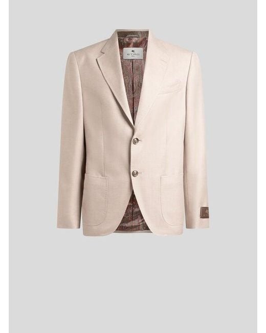 Etro Natural Single-Breasted Cotton-Blend Jacket for men