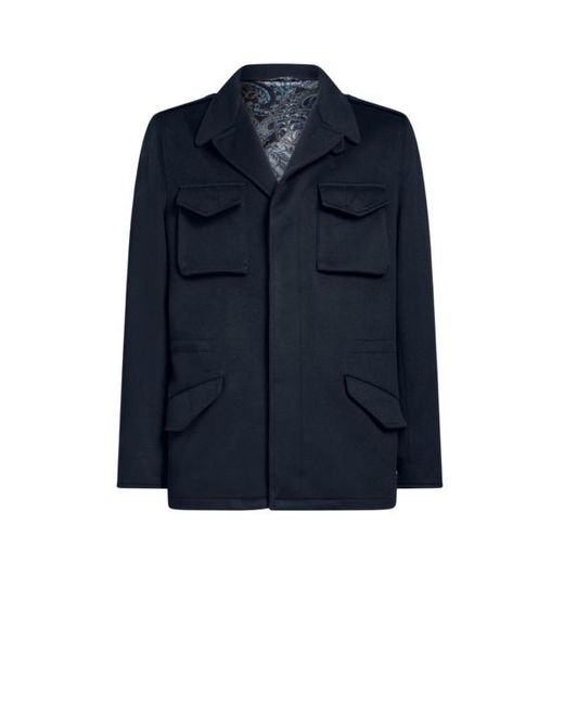 Etro Blue Cashmere Shirt Jacket for men