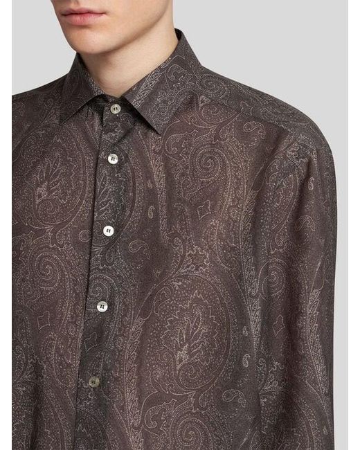 Etro Gray Silk Paisley Shirt for men