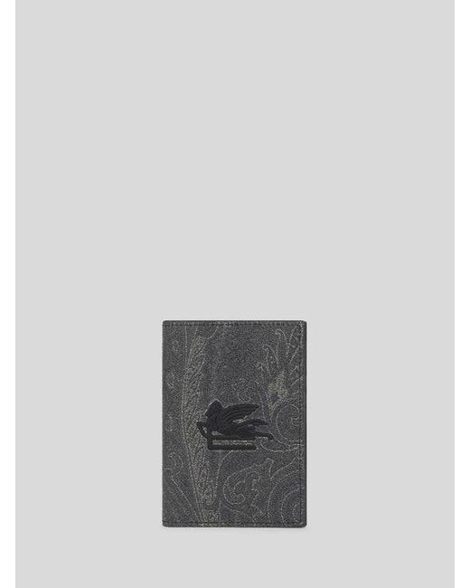 Etro Gray Essential Arnica Passport Case With Pegaso for men