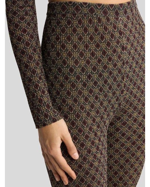 Etro Brown Fit-And-Flare Jacquard Trousers With Micro Diamond Motif