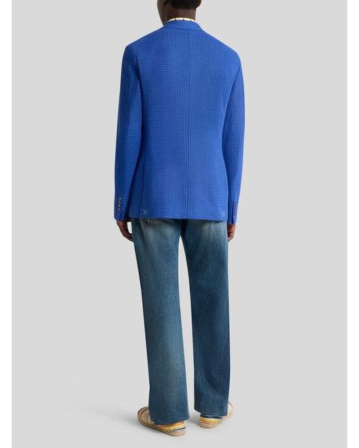 Etro Blue Woven Jersey Jacket for men