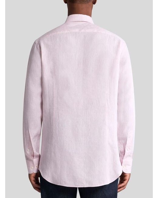 Etro Pink Linen Shirt With Pegaso Embroidery