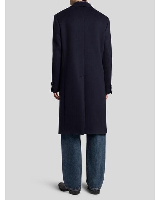 Etro Blue Cashmere Coat for men