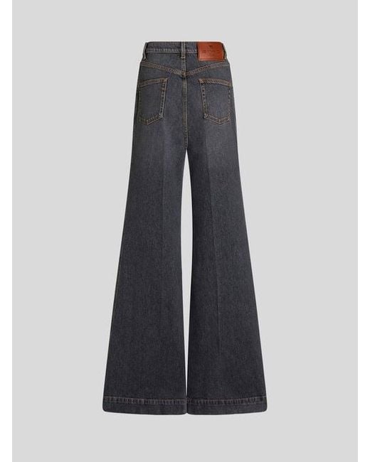 Etro Blue Flared Jeans With Pegaso Buttons