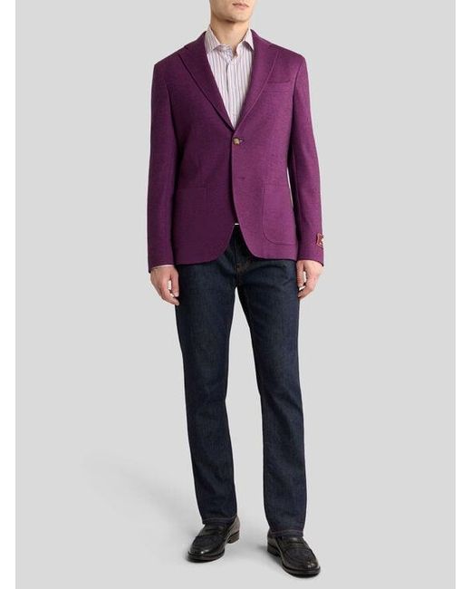 Etro Purple Single-Breasted Wool-Blend Jersey Jacket for men