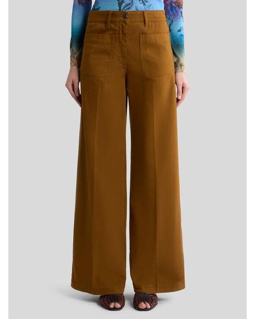 Etro Natural Wide-Leg Stretch Cotton Denim Jeans
