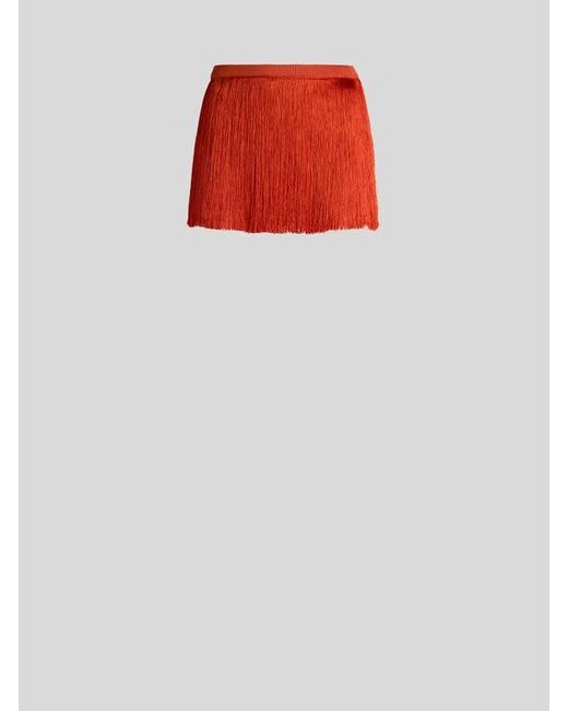 Etro Orange Mini Skirt With Fringing