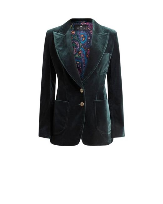 Etro Blue Stretch Velvet Jacket