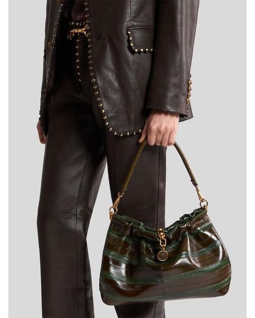 Etro Black Medium Vela Blossom Bag