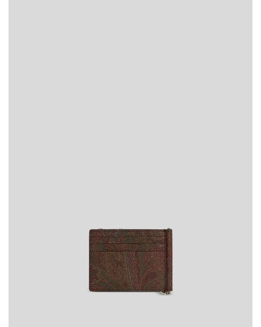 Etro Brown Arnica Bifold Card Holder for men
