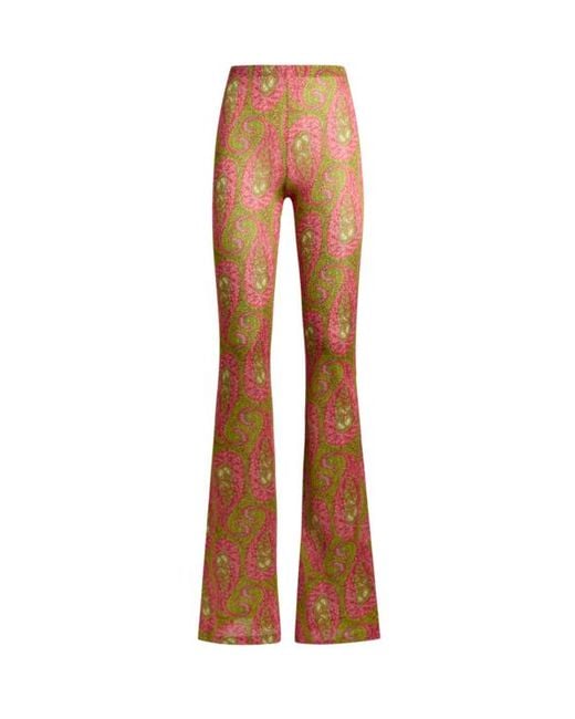 Etro Multicolor Flared Trousers With Paisley Foliage Motif