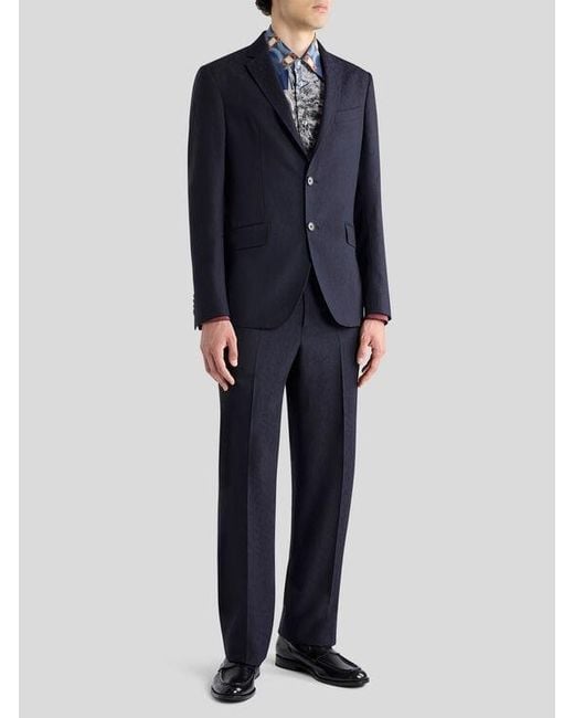 Etro Blue Single-Breasted Jacket for men