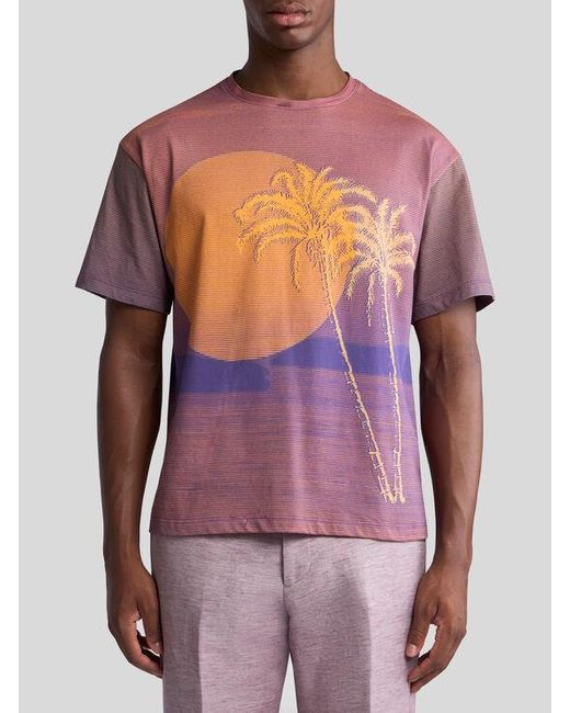 Etro T-Shirt Mit Palmenprint, Herren, Größe in Pink für Herren