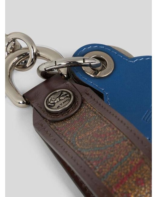 Etro Blue Arnica Charm With Leather Details for men
