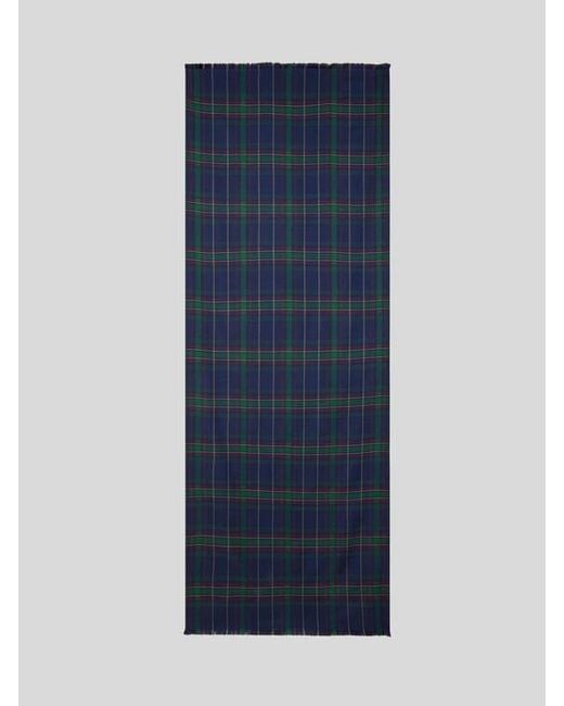 Etro Blue Double-Sided Wool And Silk Scarf With Check And Paisley Motifs for men