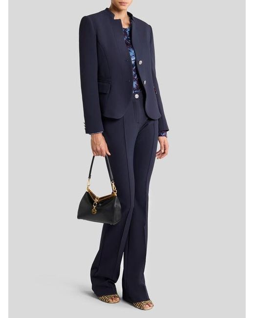 Etro Blue Single-Breasted Jacket With Peplum Detail