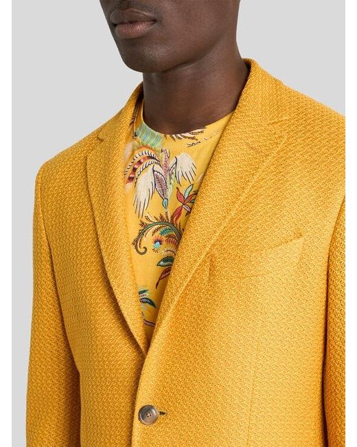 Etro Yellow Cotton Jersey Blazer for men
