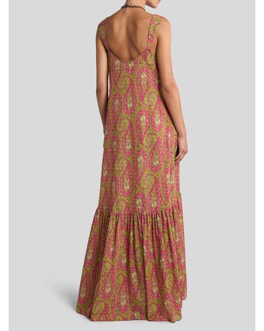 Robe Longue En Coton Plumetis À Motif Paisley Feuillage, Femme, Taille Etro en coloris Brown