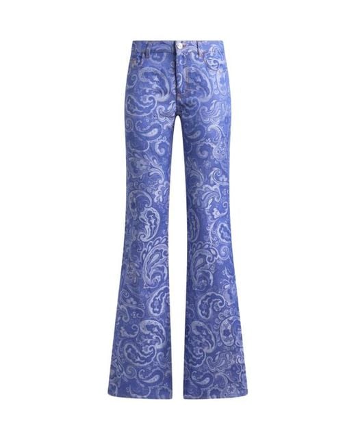 Etro Blue Flare-Jeans Mit Jacquardmuster, Damen, Größe