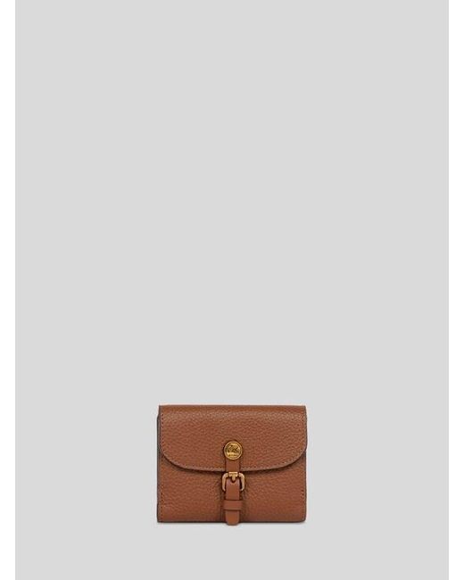 Etro Brown Small Tumbled Leather Pony Wallet