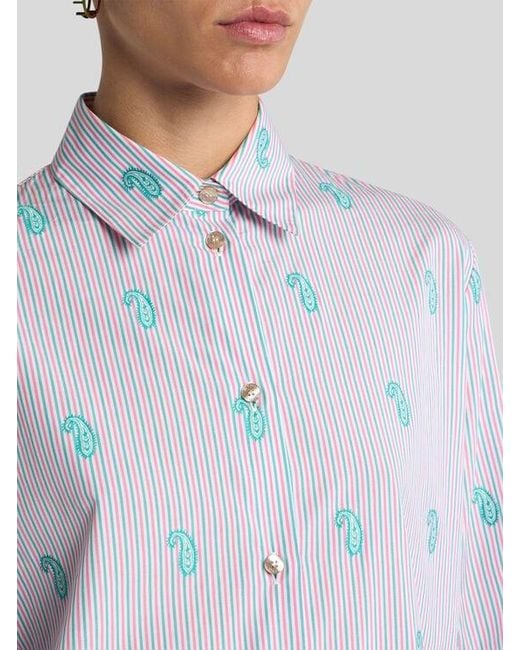 Etro Gray Striped Cotton Jacquard Shirt With Fil Coupé Paisley