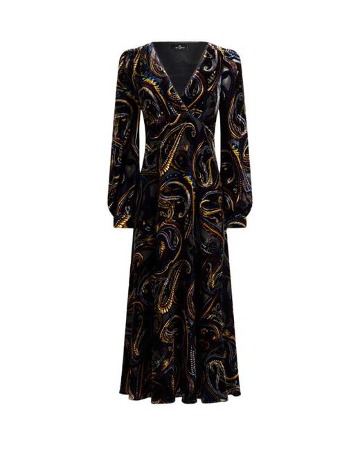 Etro Black Midi Wrap Dress