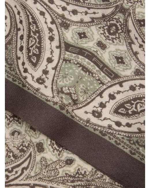 Etro Brown Triangular Wool Scarf With Tie Motif for men