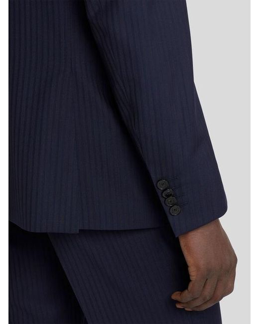 Etro Blue Single-Breasted Striped Wool Suit for men