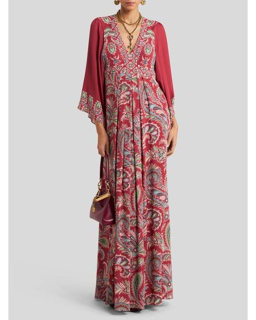 Abito Lungo Con Stampa Paisley Floreale, Donna, Taglia di Etro in Red