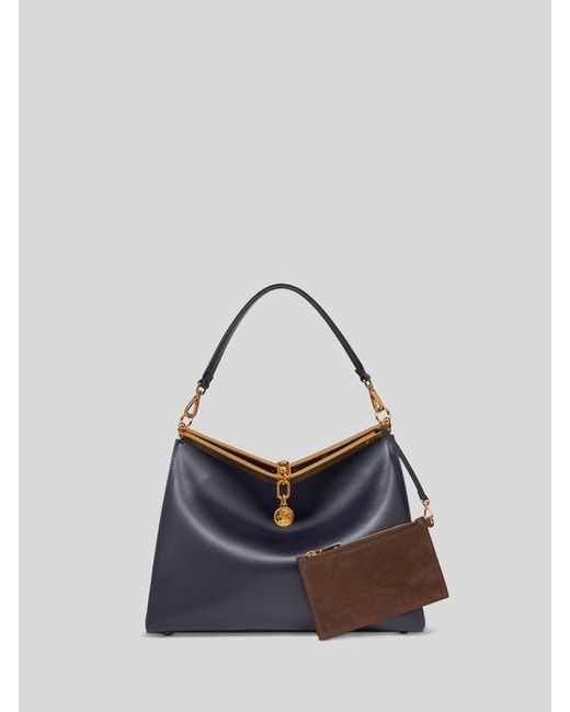 Etro Blue Large Leather Vela Bag