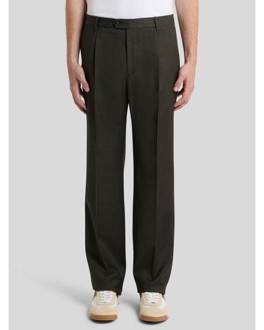 Etro Black Cool Wool Trousers With Crease Detail for men