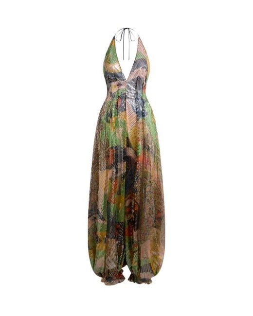 Etro Metallic Jumpsuit With Laminated Motif And Floral Print