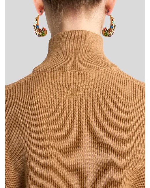 Etro Brown Ribbed Wool Sweater