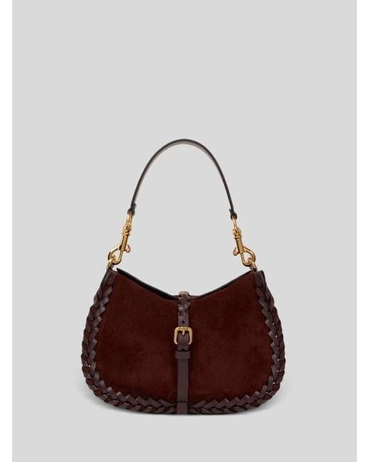 Etro Purple Medium Suede Pony Bag With Threading