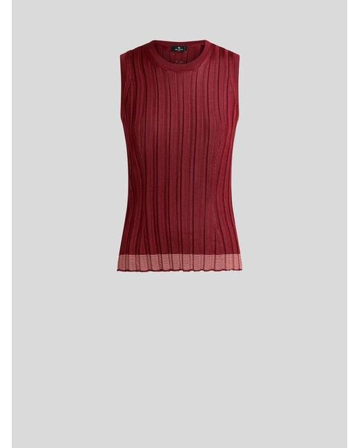 Etro Red Ribbed Top